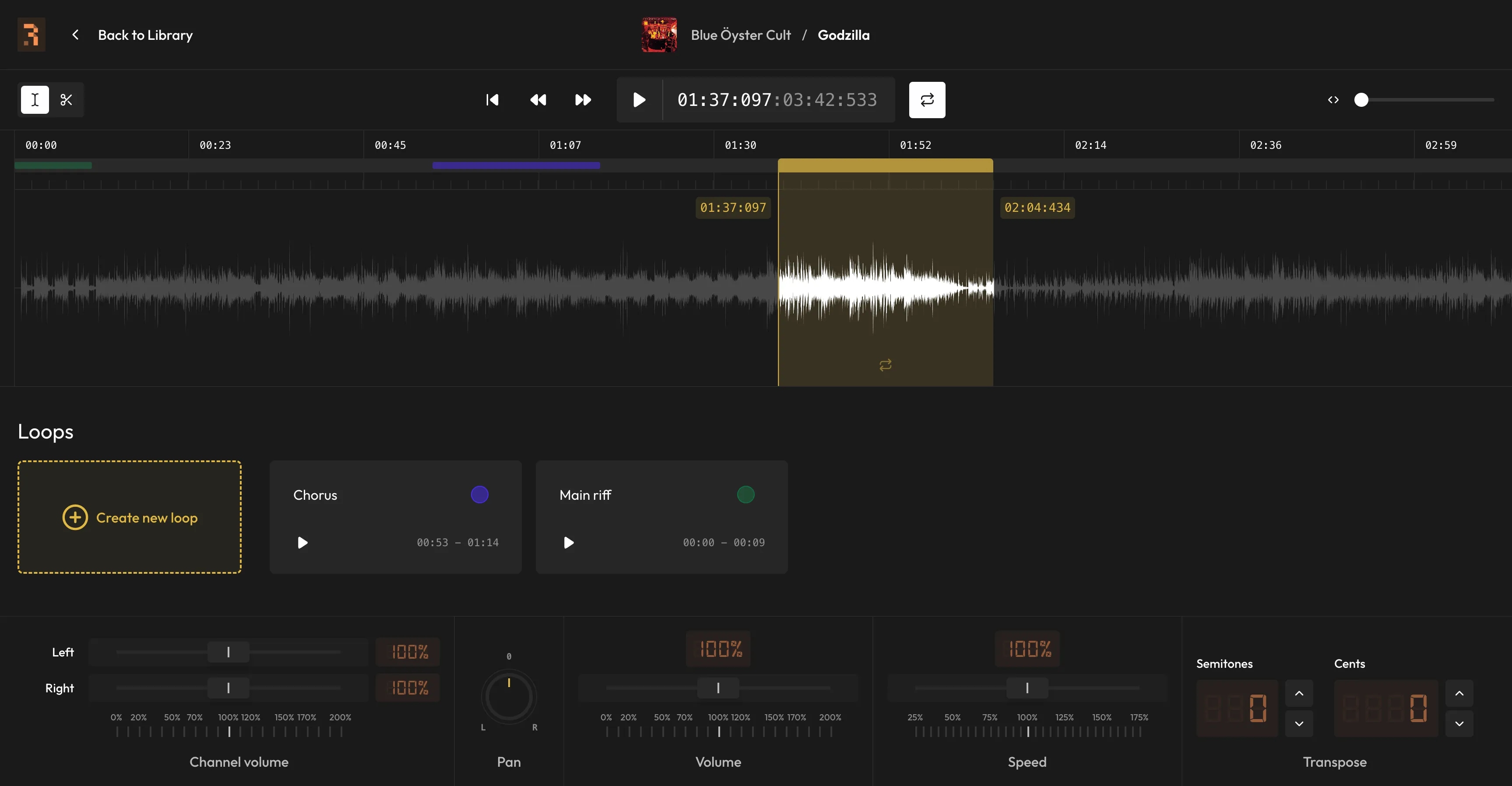 Riffy player user interface