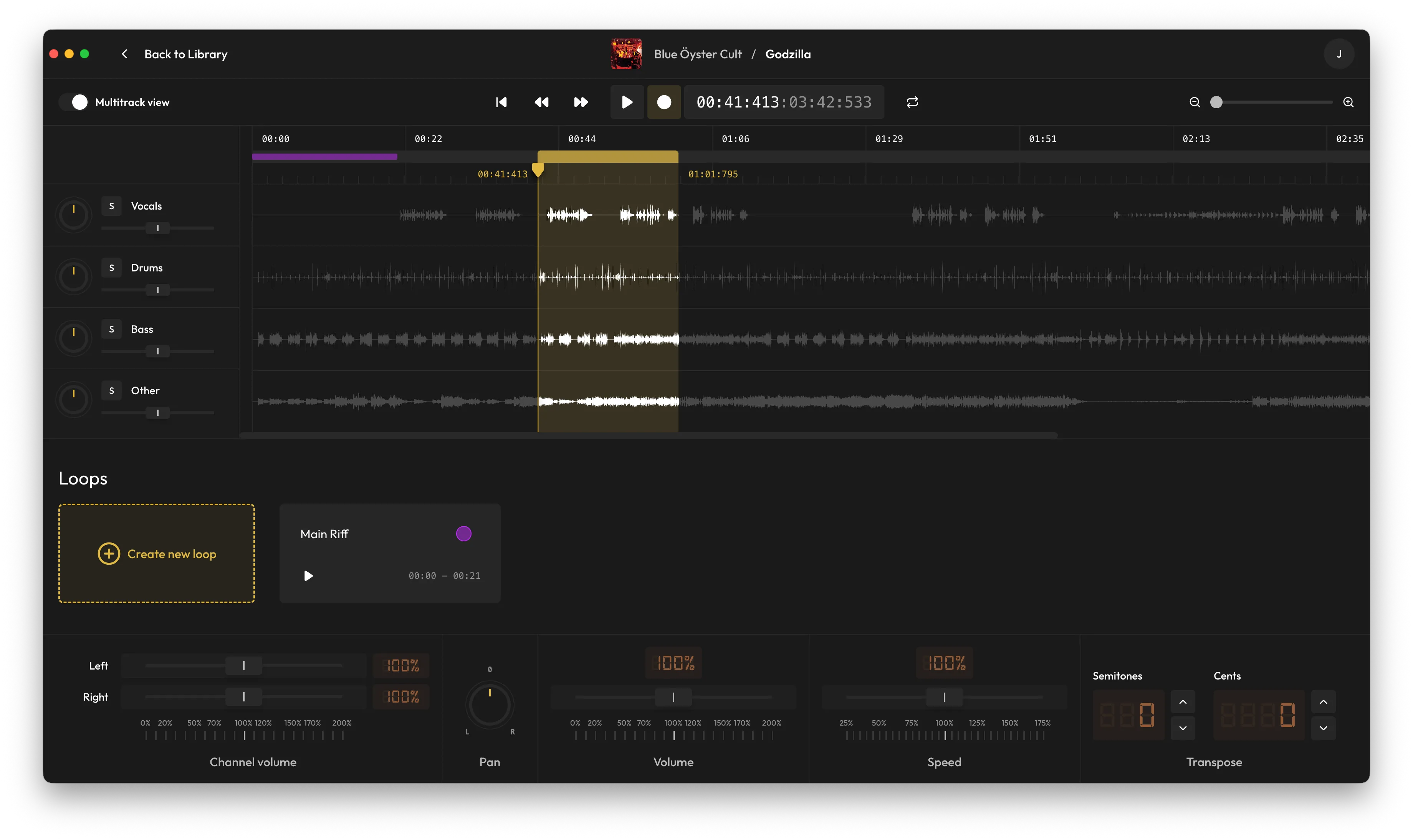 Riffy player user interface